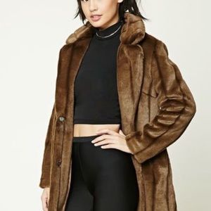 Longline Faux Fur Coat size Medium